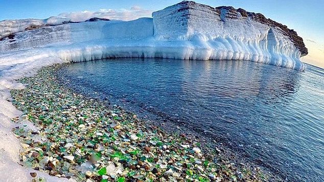 Beautiful Glass Beach is Made of Discarded Beer and Vodka Bottles