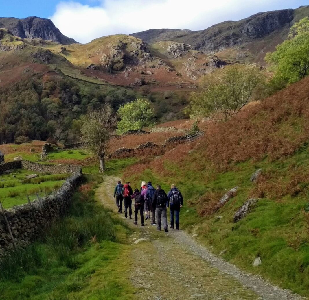 Group of hikers in Lake District, Keswick, UK