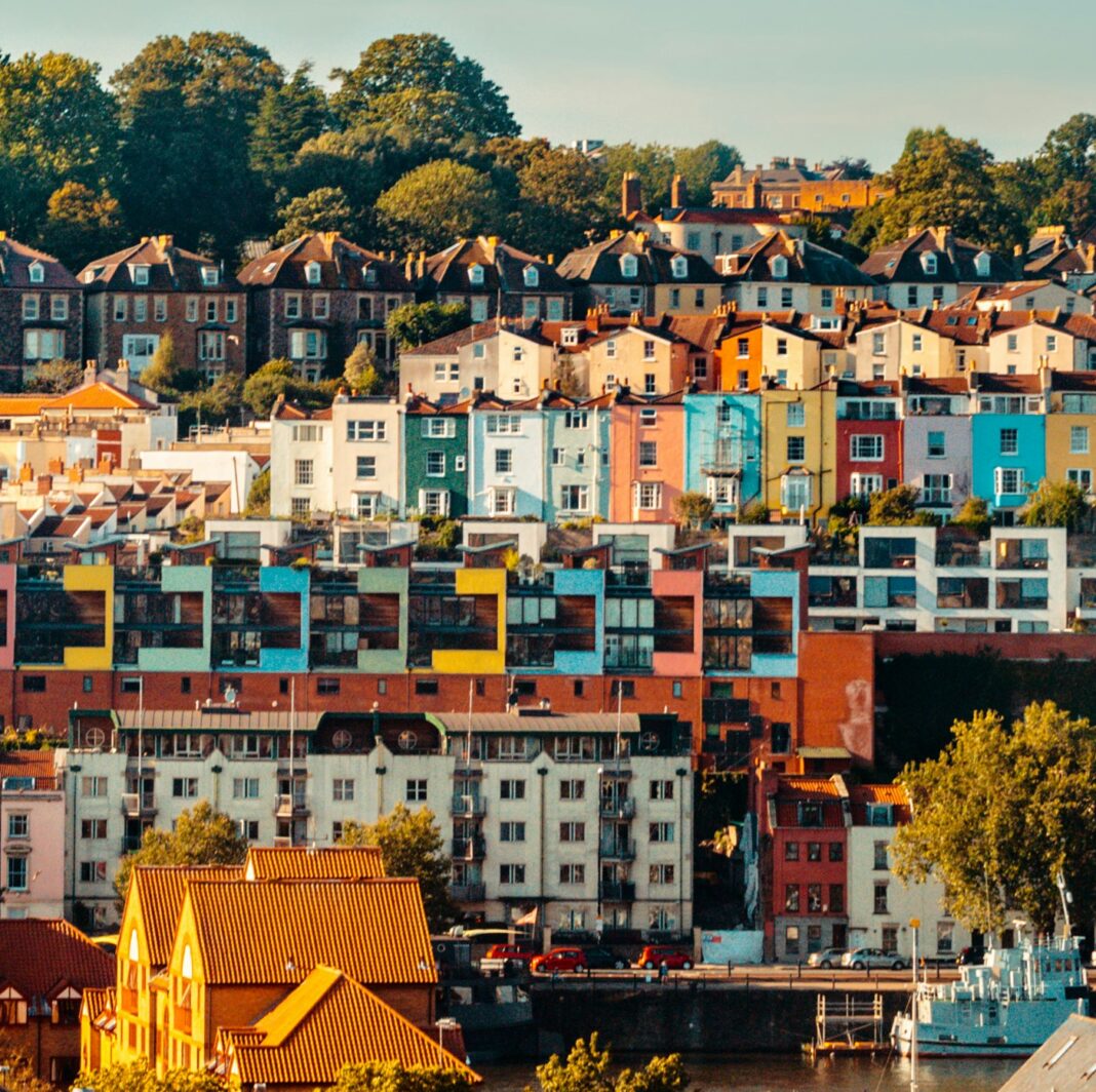 The colourful houses in Hotwells, Bristol, England, United Kingdom