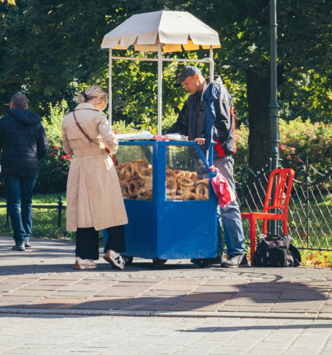 Street Bagel Seller in the Park