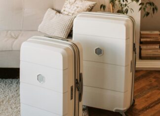 Best Suitcases for Checking Suitcase Standing in a Living Room
