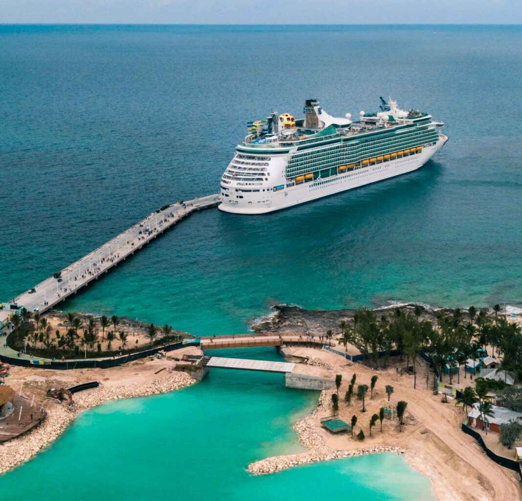 Cruise ship docked in the Bahamas