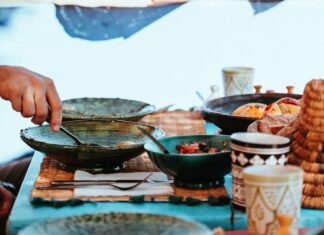 Traditional Moroccan Food to Try in Marrakech Table with Moroccan food