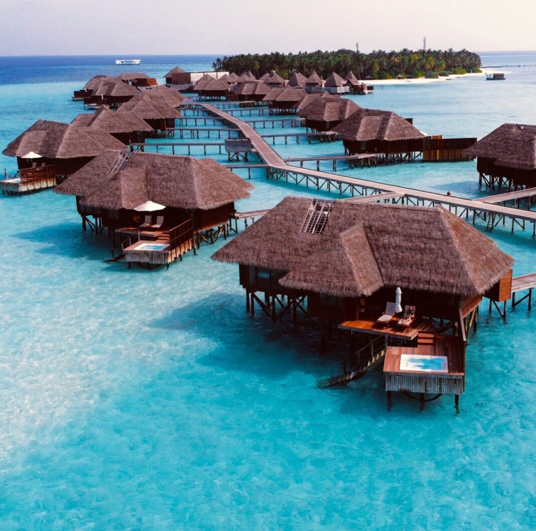 Houses on the water in Maldives